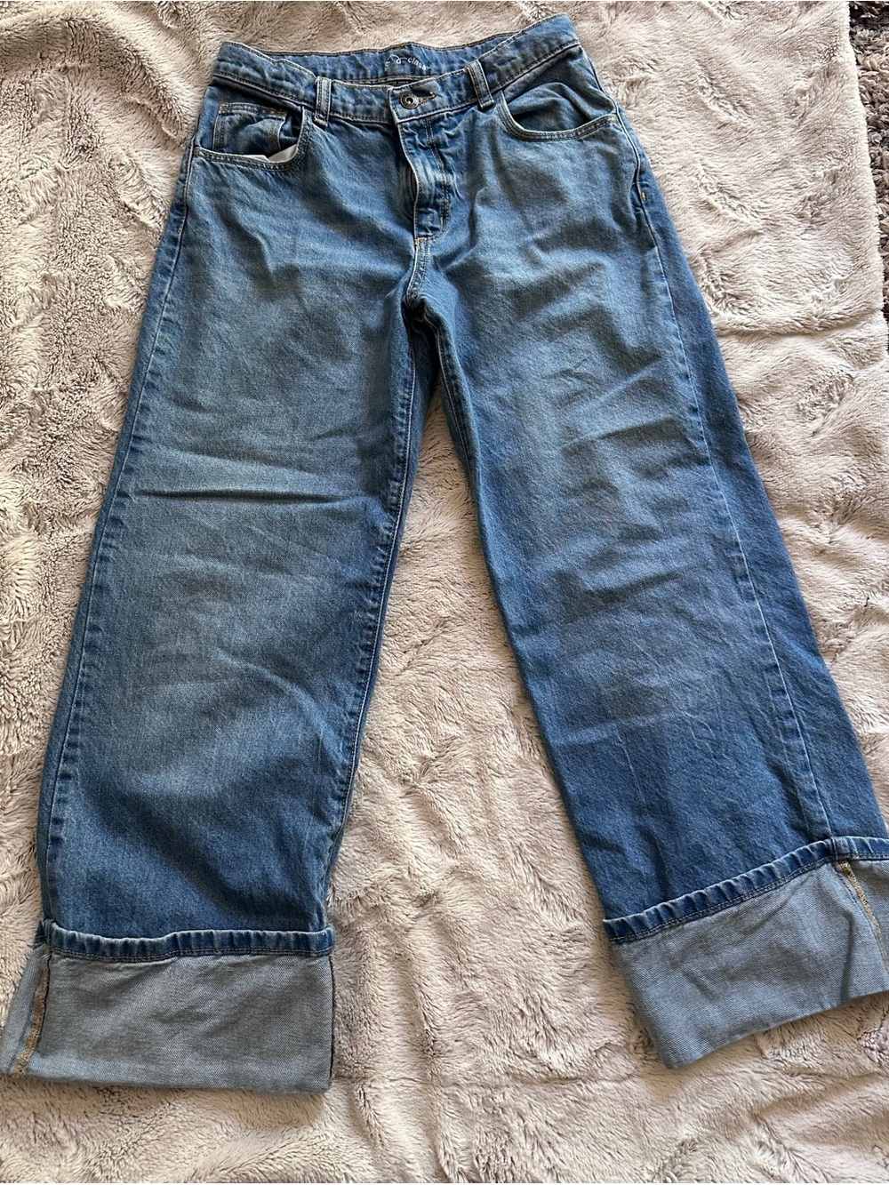art class Relaxed Straight Denim Cuffed Jeans in Blue